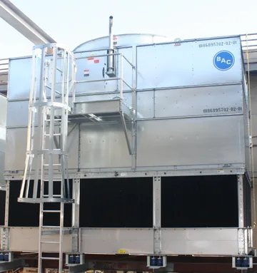 A new installed large BAC cooling tower on top of a building